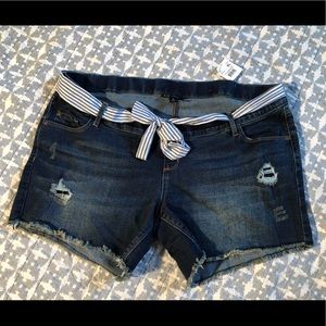 Indigo blue maternity shorts